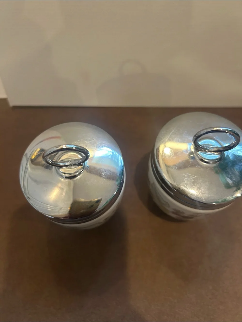 Porcelain Egg Cups with Silver Lids and Berry Motif - Picture 3 of 13